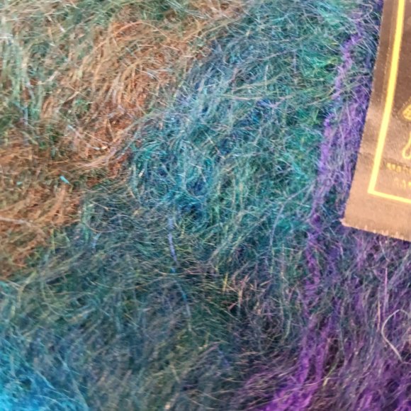 SOLD - Vintage Royal Scot Mohair Wool Scarf Dark Blue Purple Maroon Multicolor - Picture 6 of 8